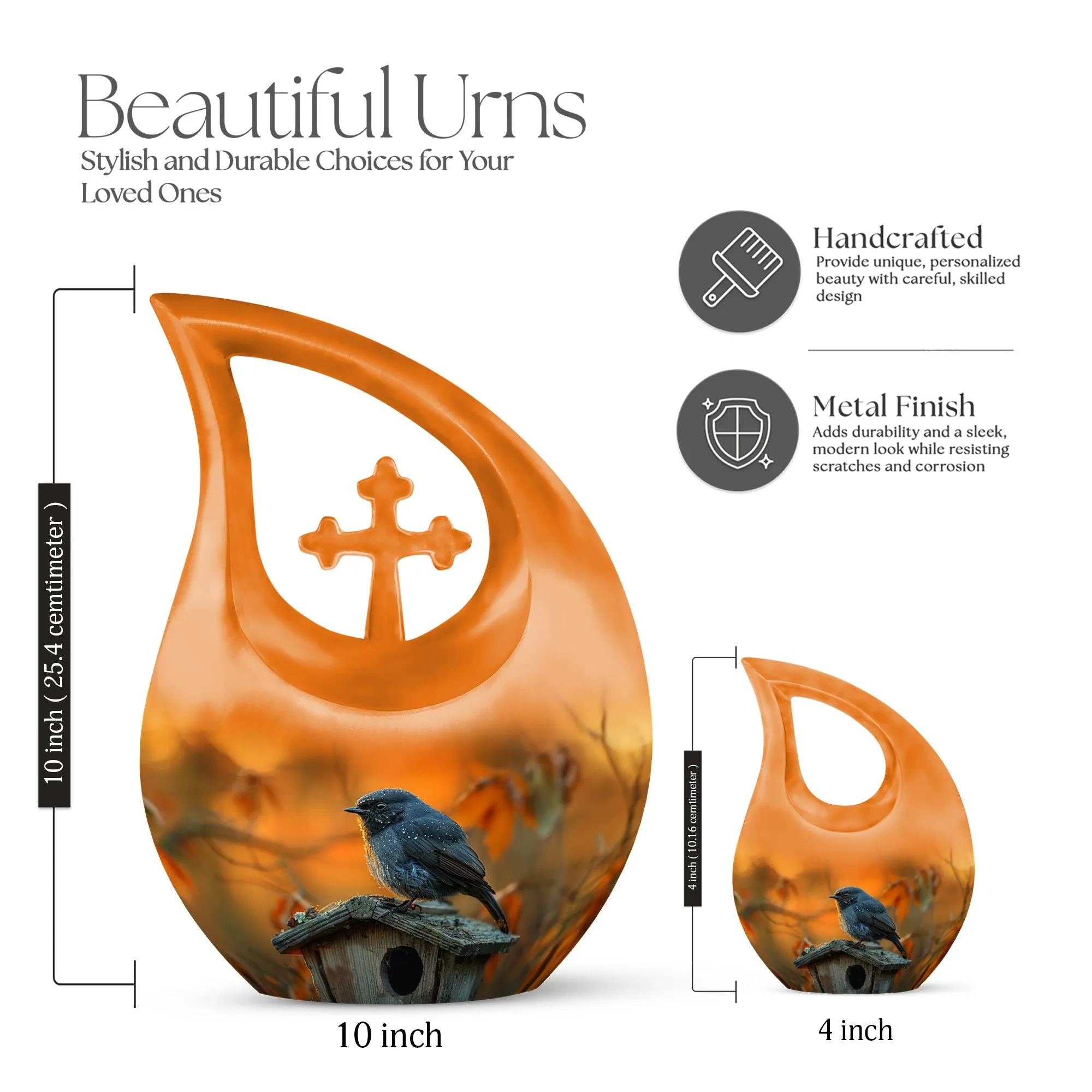 A Blackbird's Watchful Funeral Urn for Ashes, Unique Keepsake