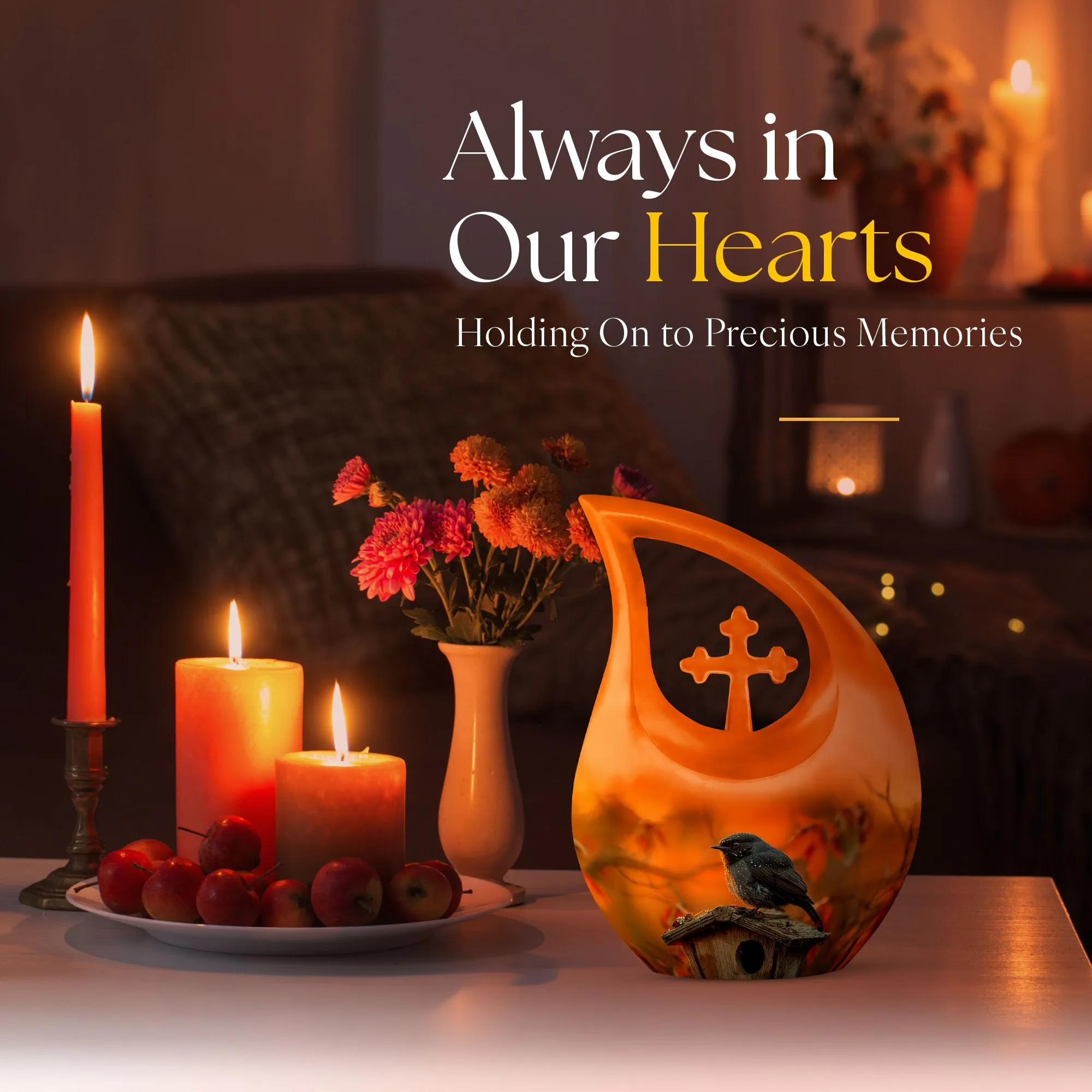 A Blackbird's Watchful Funeral Urn for Ashes, Unique Keepsake