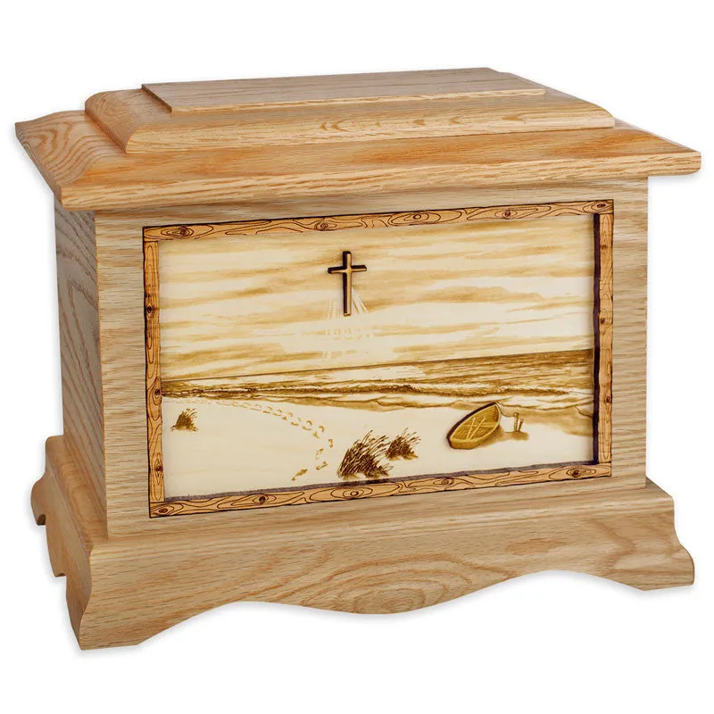 A Walk on the Beach Wood Cremation Urn with 3D Inlay Art