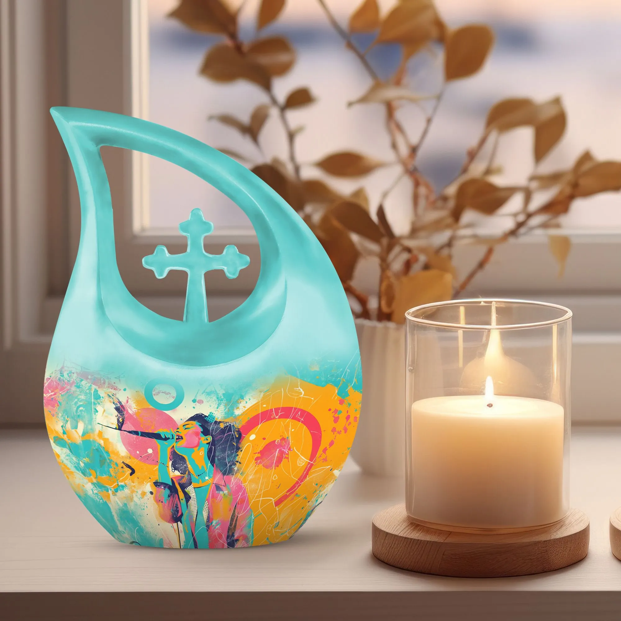 Abstract Sonic Colors Remembrance Art - Customizable Urn