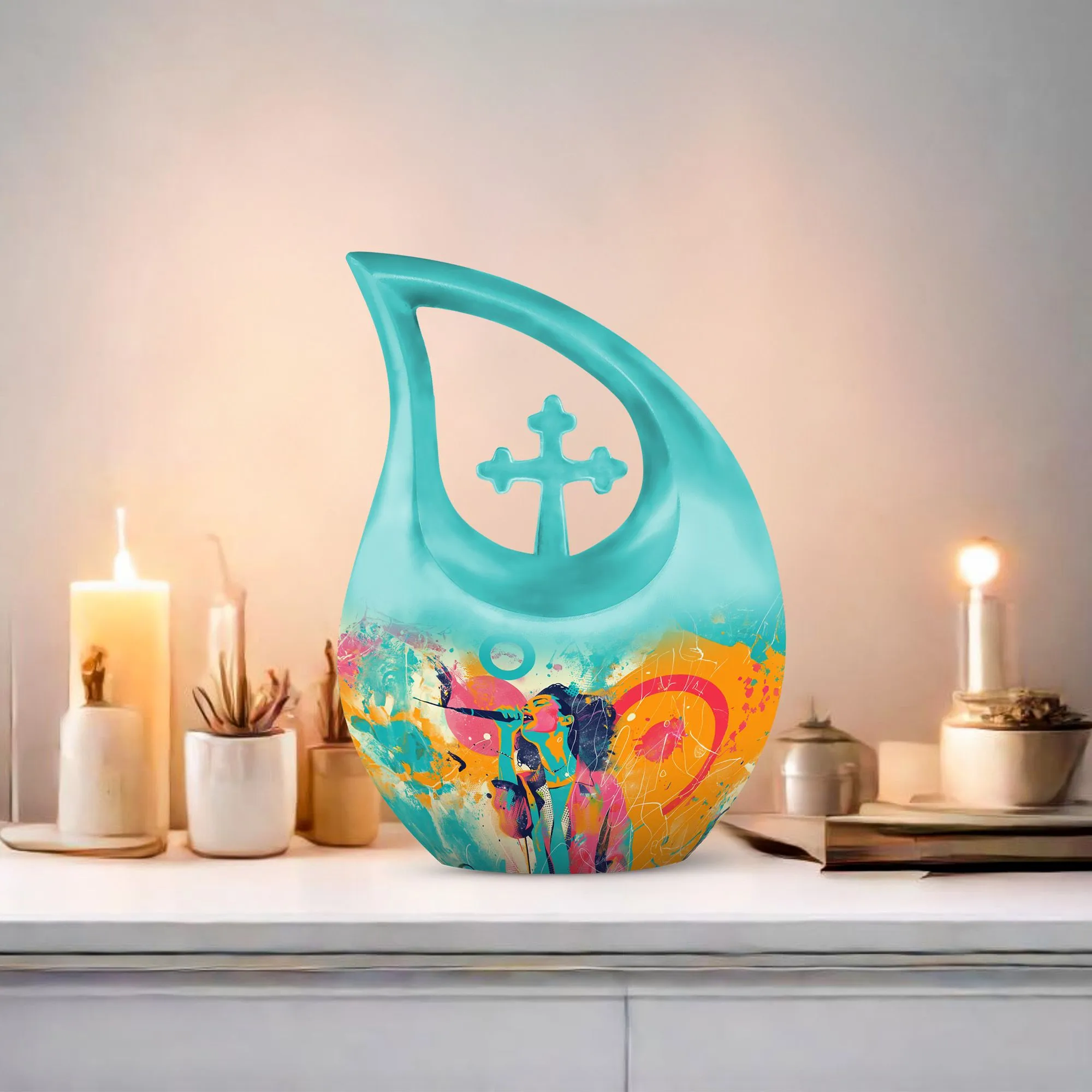 Abstract Sonic Colors Remembrance Art - Customizable Urn