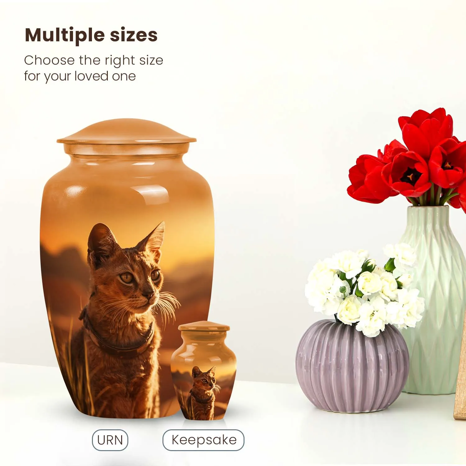 Abyssinian Cat Pet Cremation Urn for Ashes Custom Urn