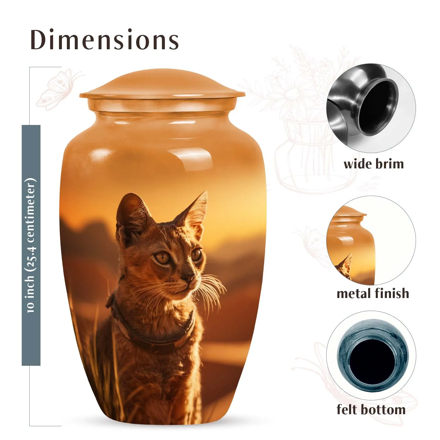 Abyssinian Cat Pet Cremation Urn for Ashes Custom Urn
