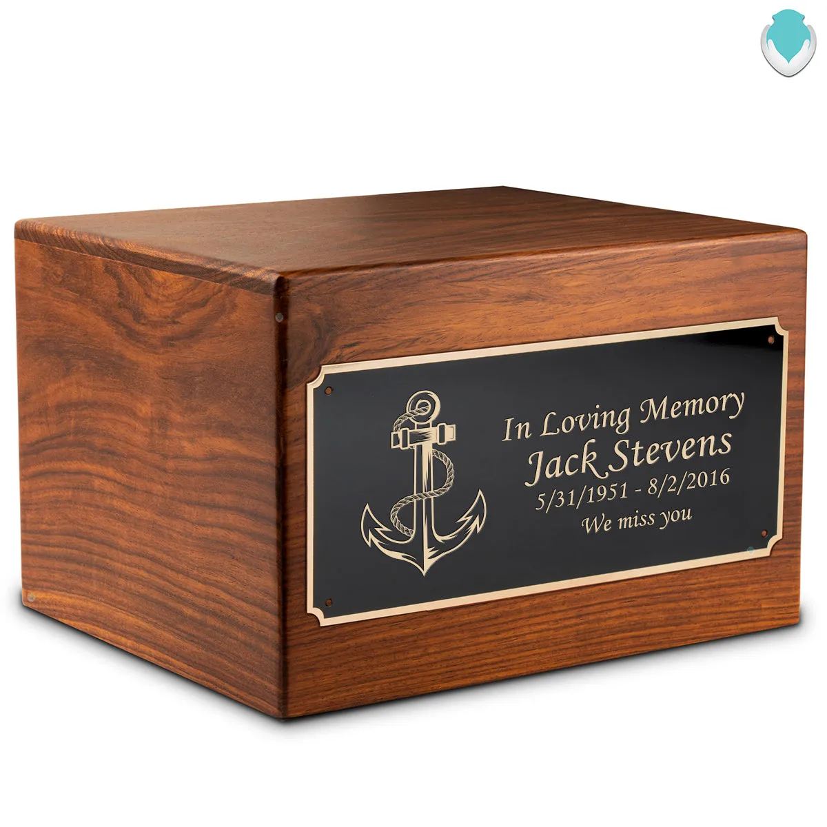 Adult Aura Anchor Custom Engraved Solid Wood Box Cremation Urn