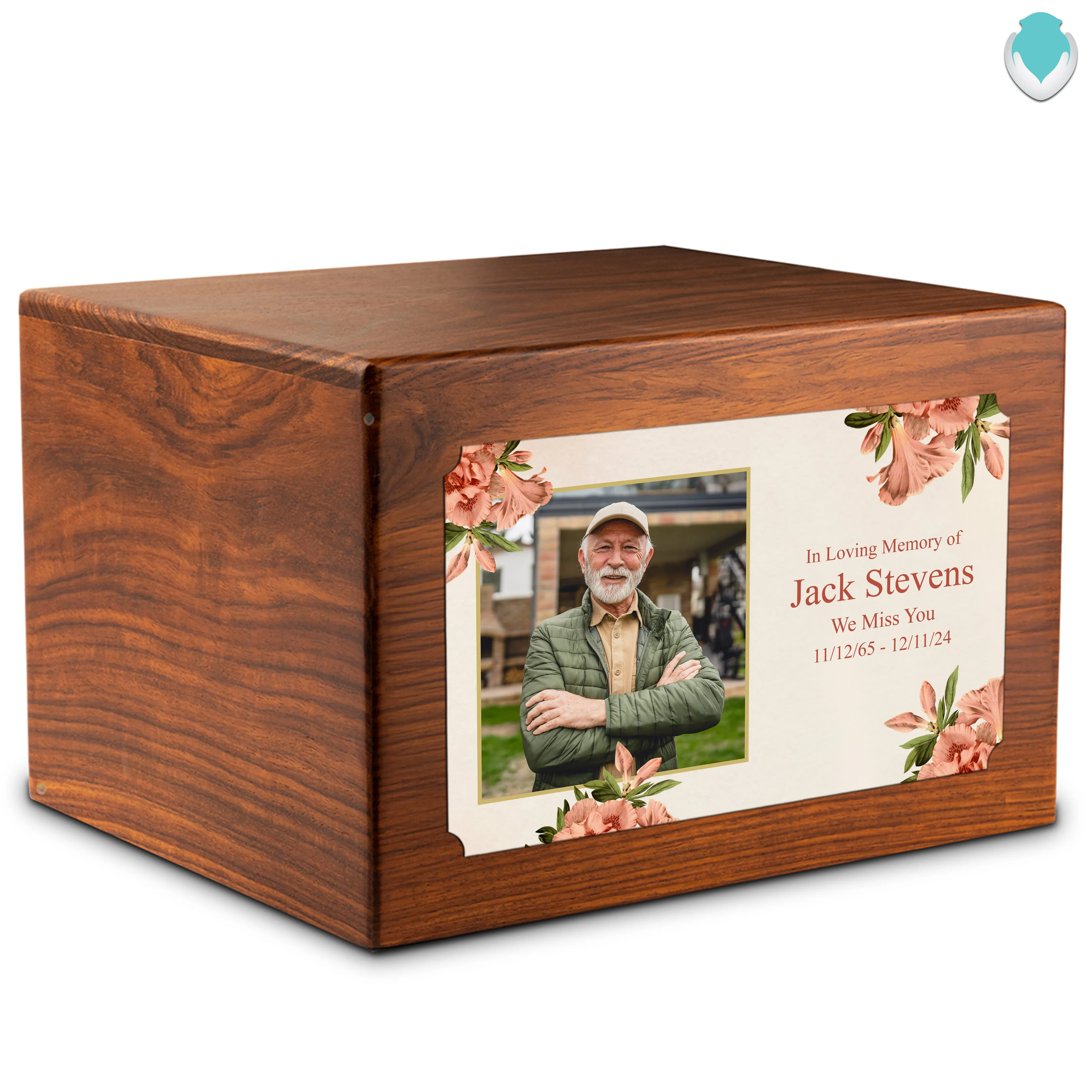 Adult Aura Azalea Flower Custom Printed Solid Wood Box Cremation Urn