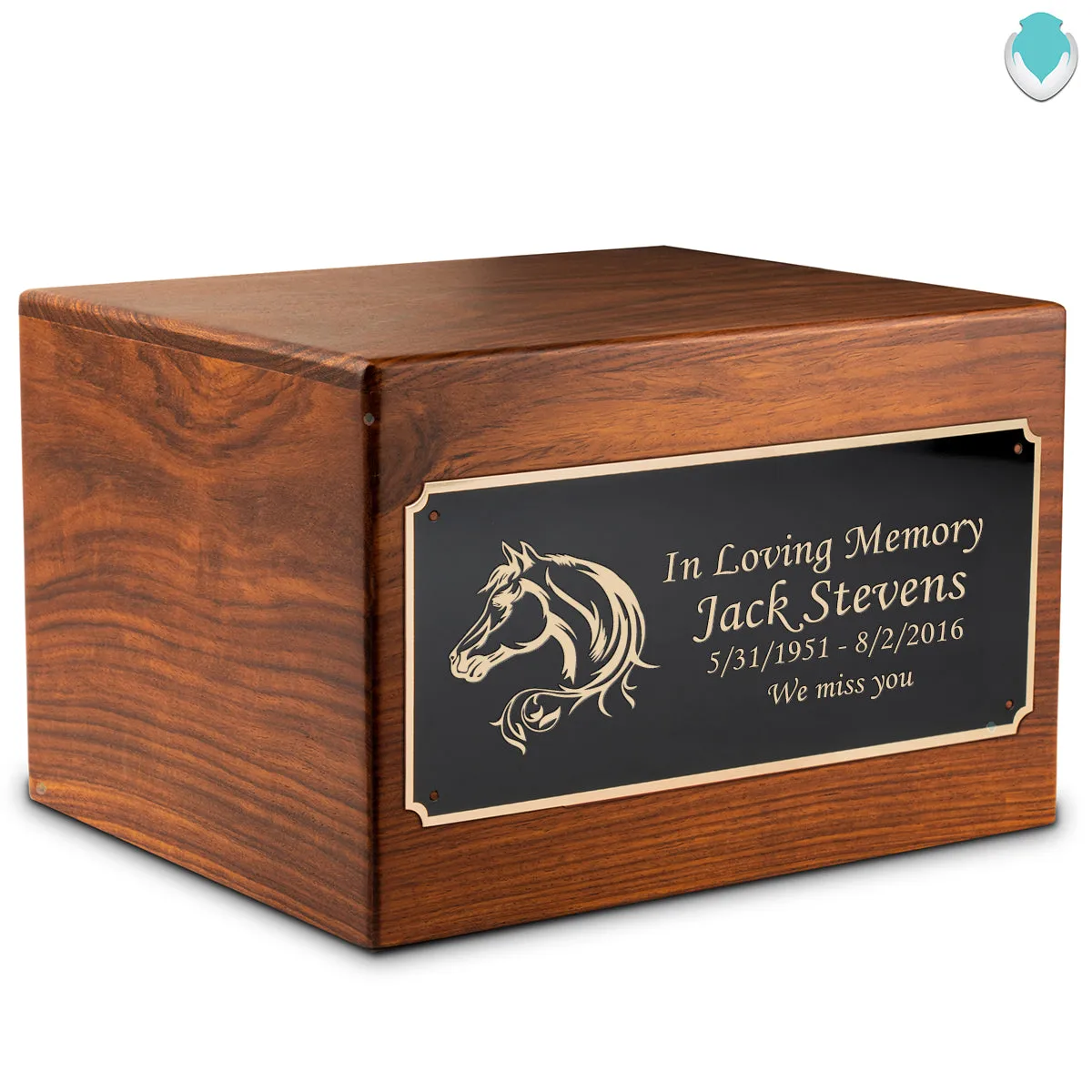 Adult Aura Horse Custom Engraved Solid Wood Box Cremation Urn