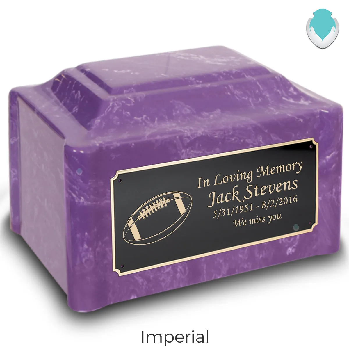 Adult Devotion Football Cultured Marble Urns for Ashes