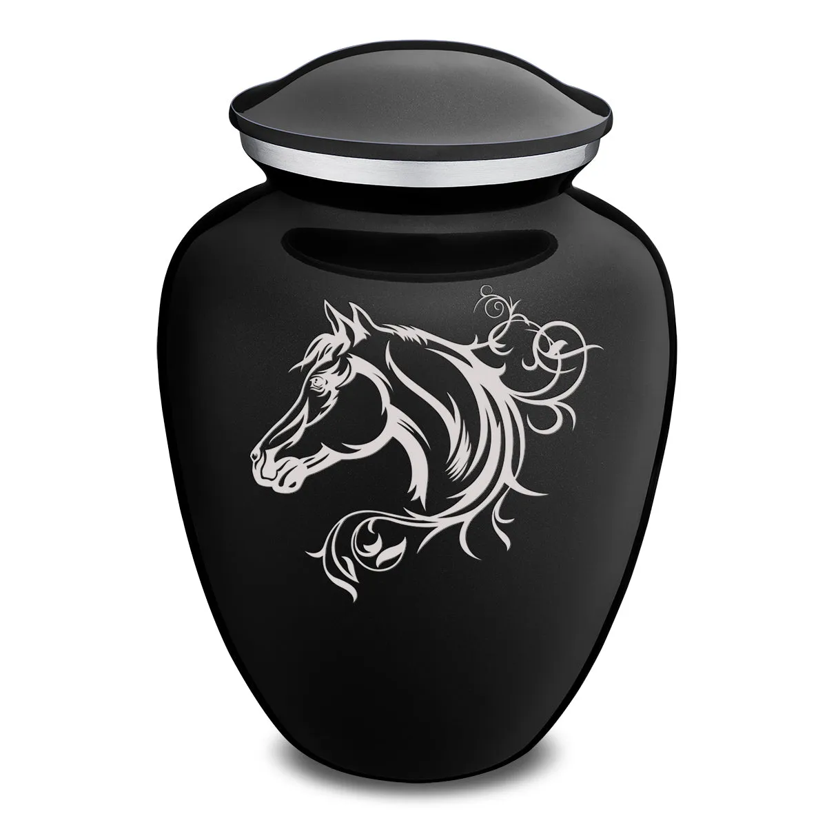 Adult Embrace Black Horse Cremation Urn