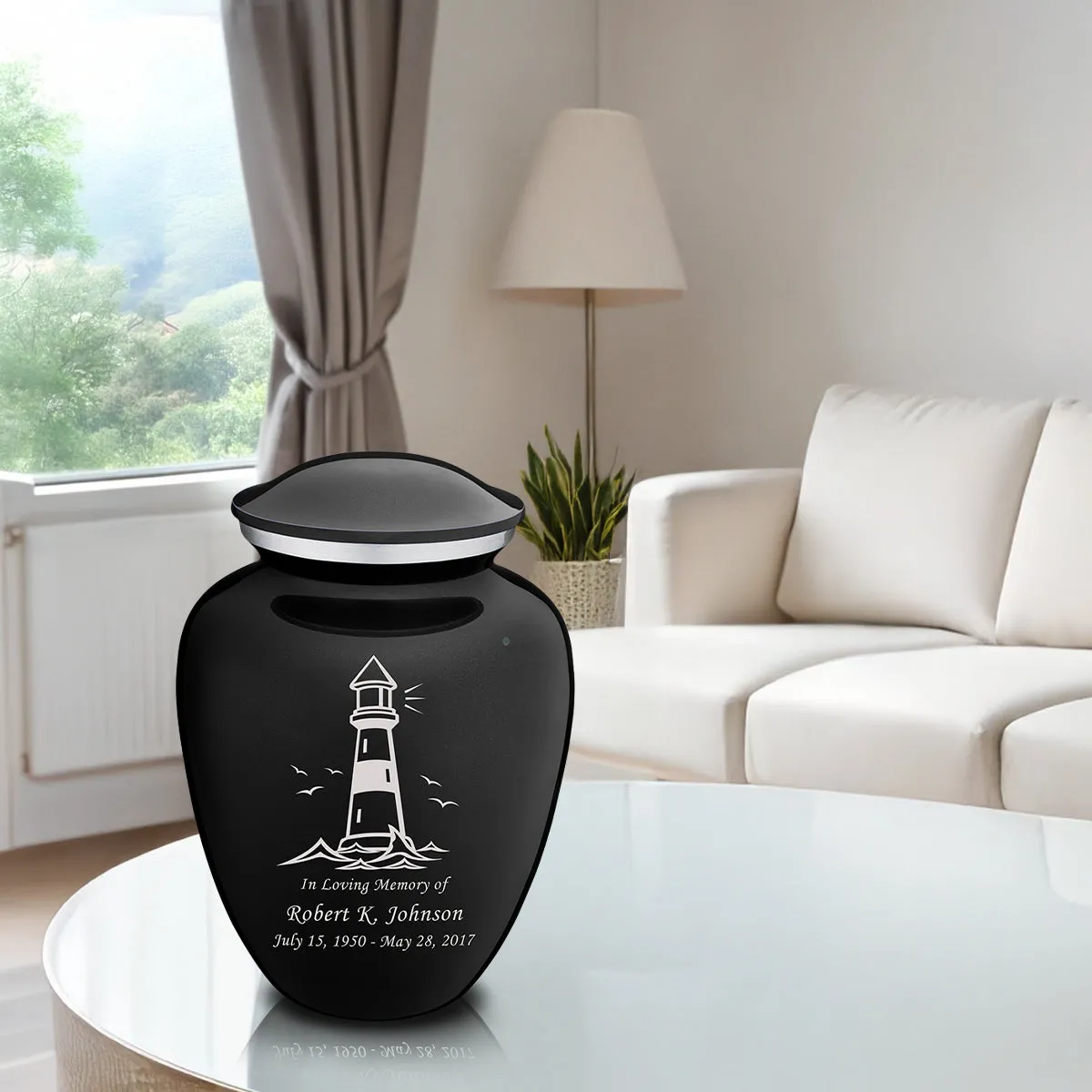 Adult Embrace Black Lighthouse Cremation Urn