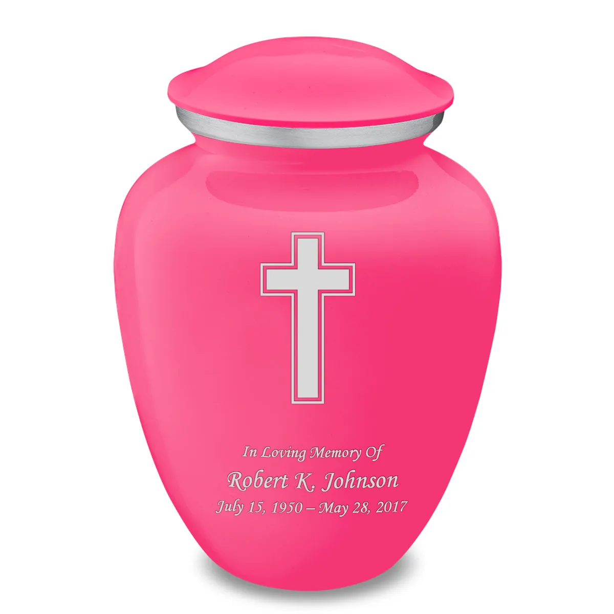 Adult Embrace Bright Pink Simple Cross Cremation Urn