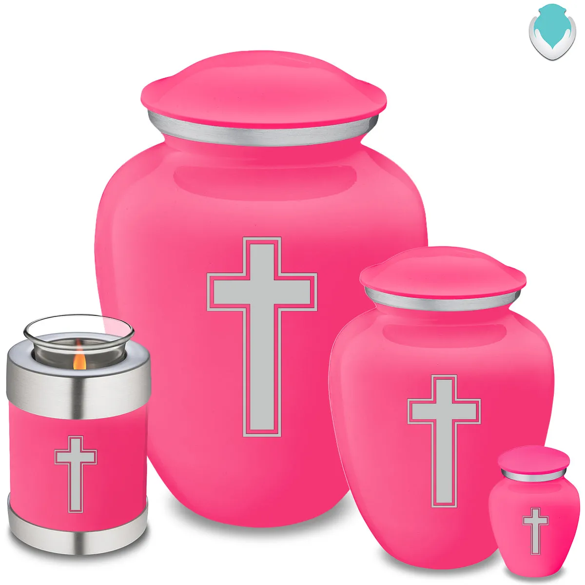 Adult Embrace Bright Pink Simple Cross Cremation Urn