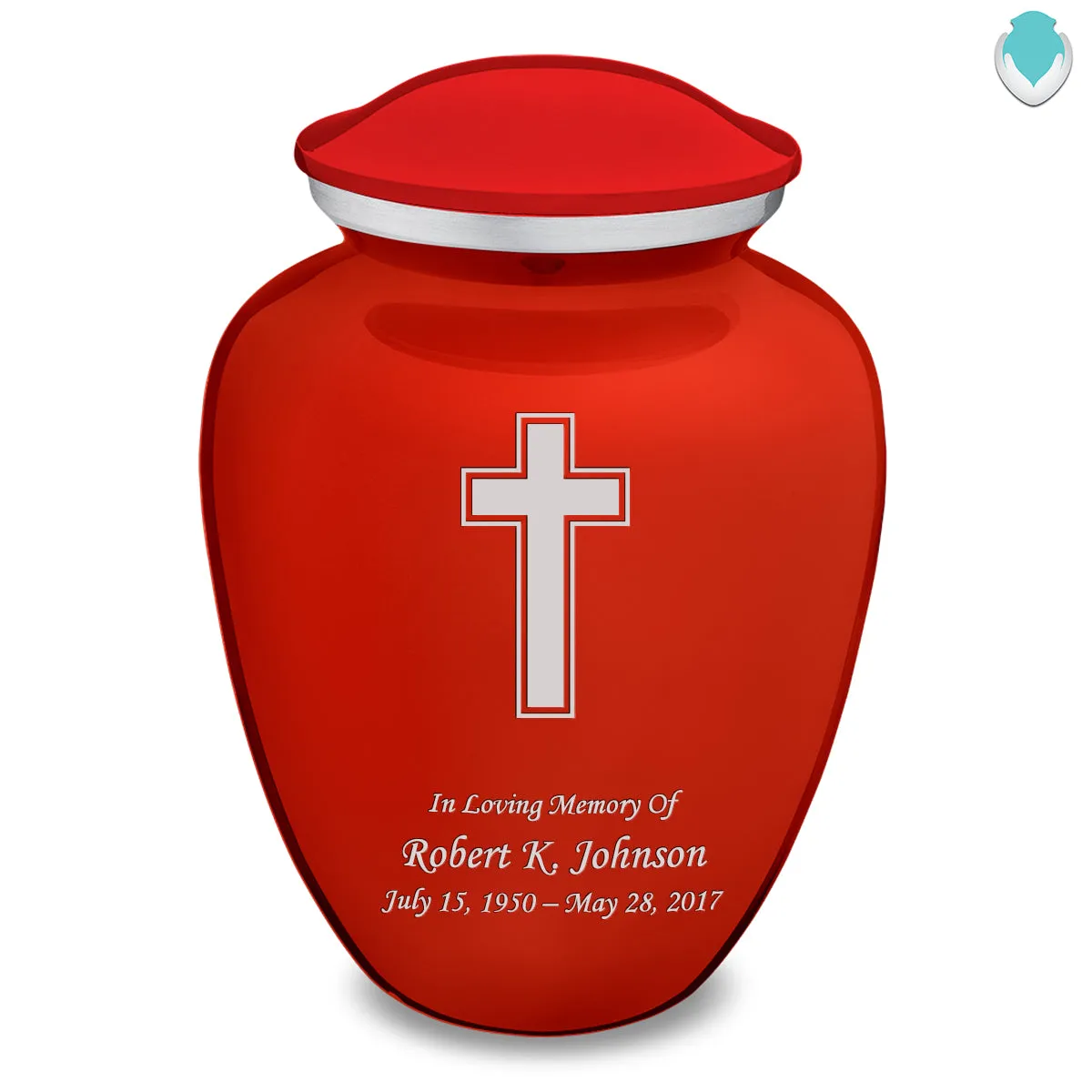 Adult Embrace Bright Red Simple Cross Cremation Urn