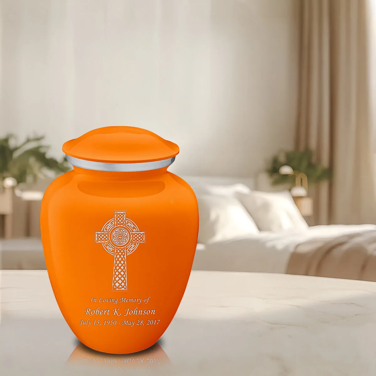 Adult Embrace Burnt Orange Celtic Cross Cremation Urn