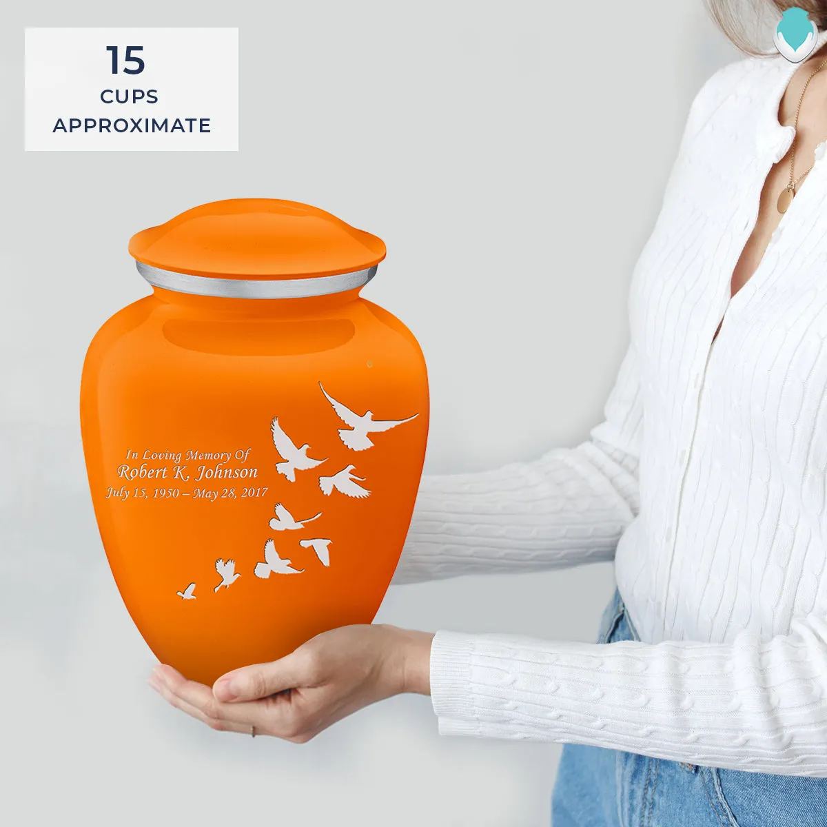 Adult Embrace Burnt Orange Doves Cremation Urn