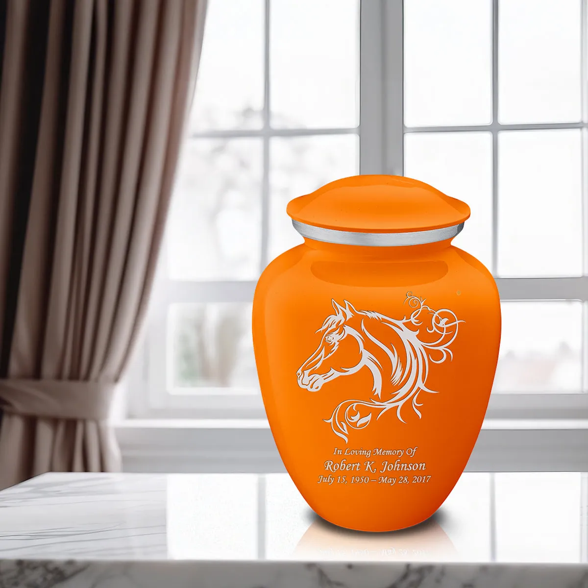Adult Embrace Burnt Orange Horse Cremation Urn