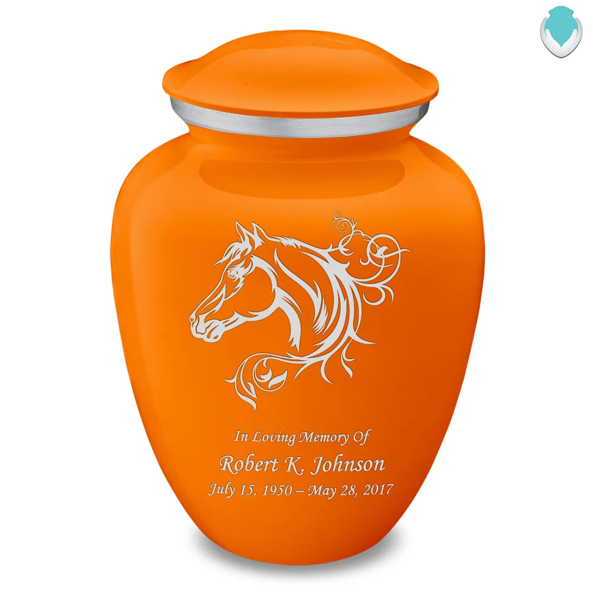 Adult Embrace Burnt Orange Horse Cremation Urn
