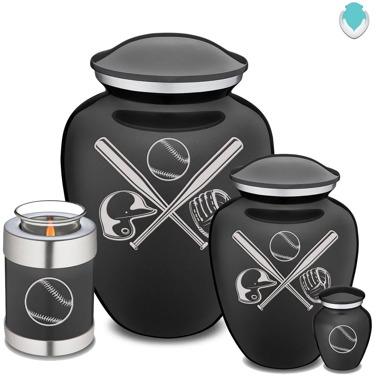 Adult Embrace Charcoal Baseball Cremation Urn