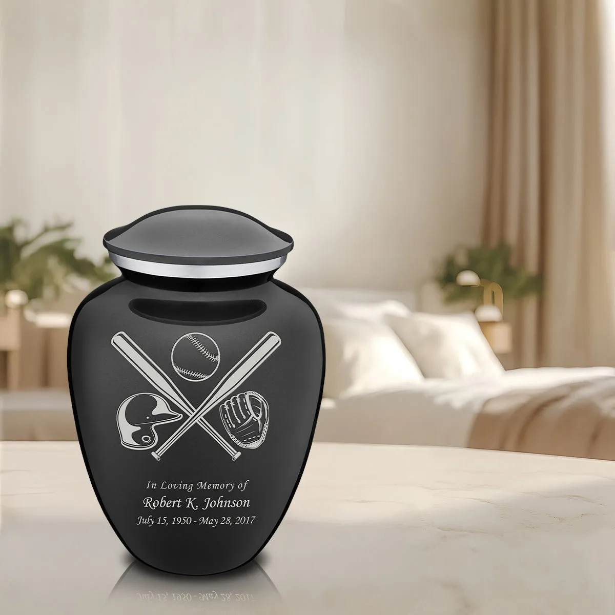 Adult Embrace Charcoal Baseball Cremation Urn