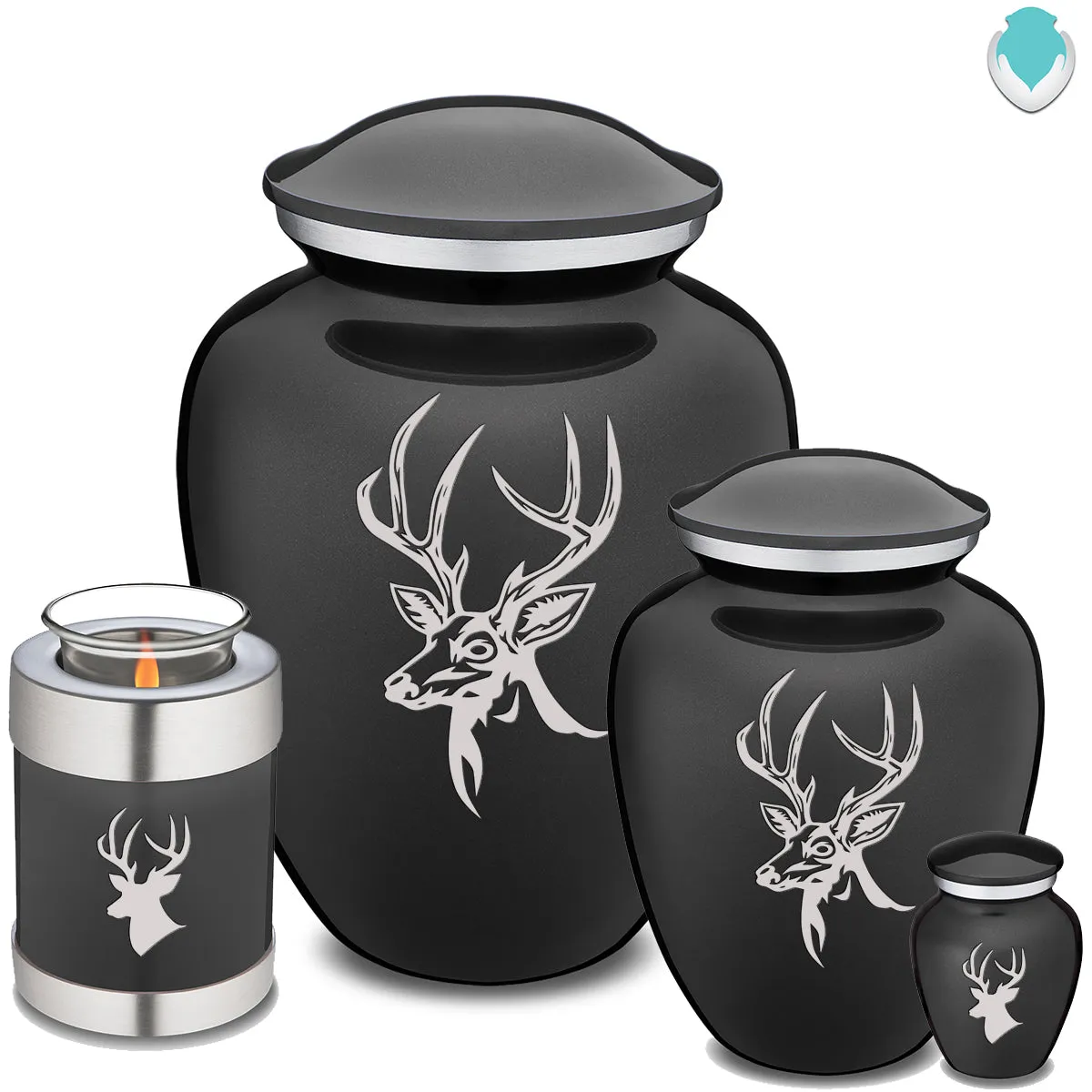 Adult Embrace Charcoal Grey Deer Cremation Urn