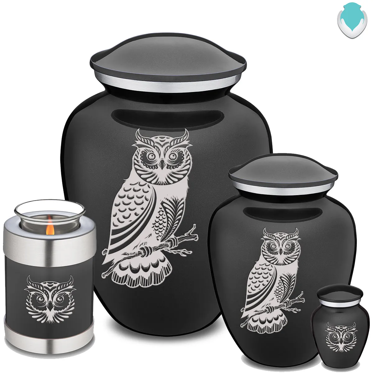 Adult Embrace Charcoal Owl Cremation Urn