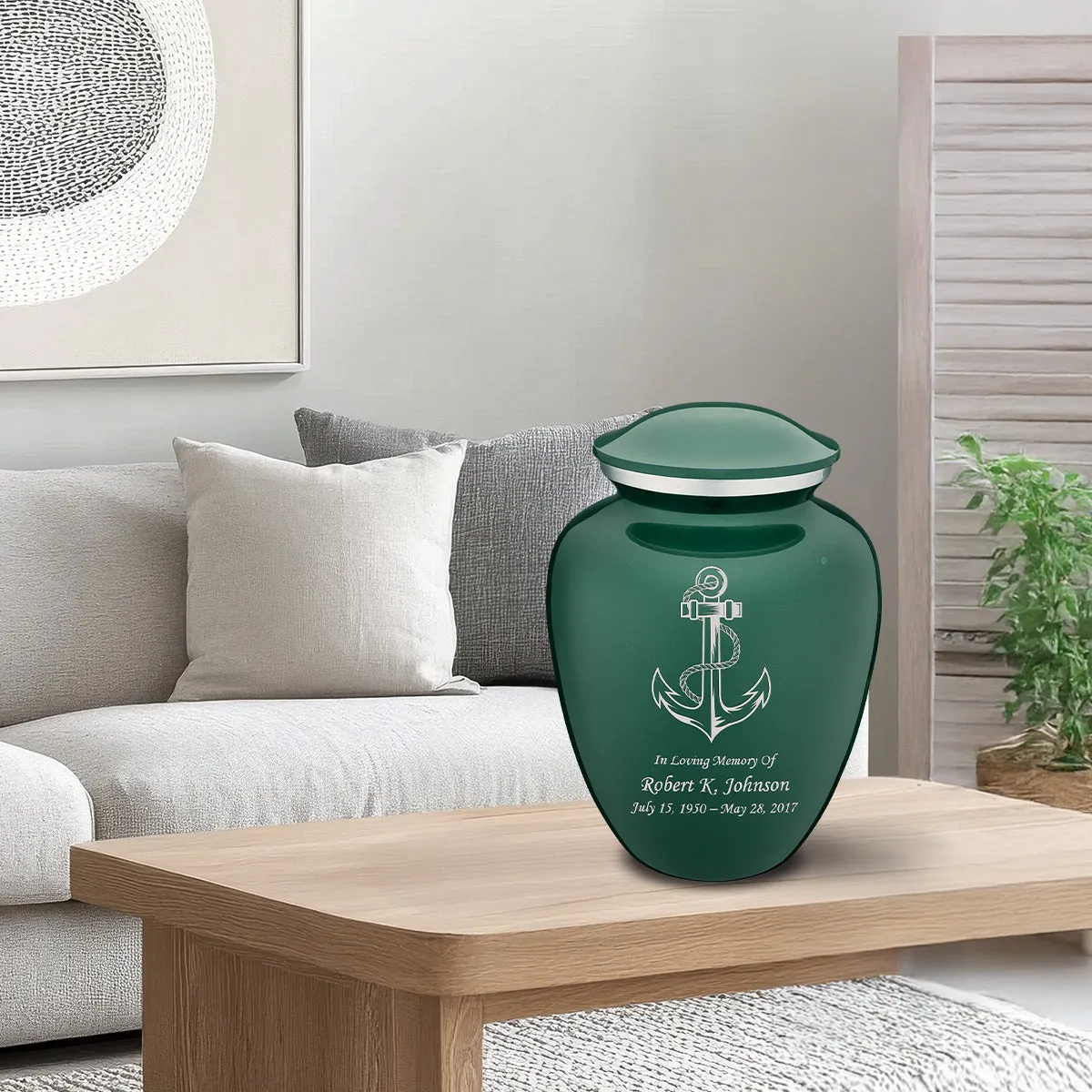 Adult Embrace Green Anchor Cremation Urn