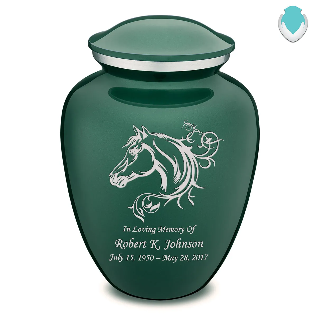Adult Embrace Green Horse Cremation Urn