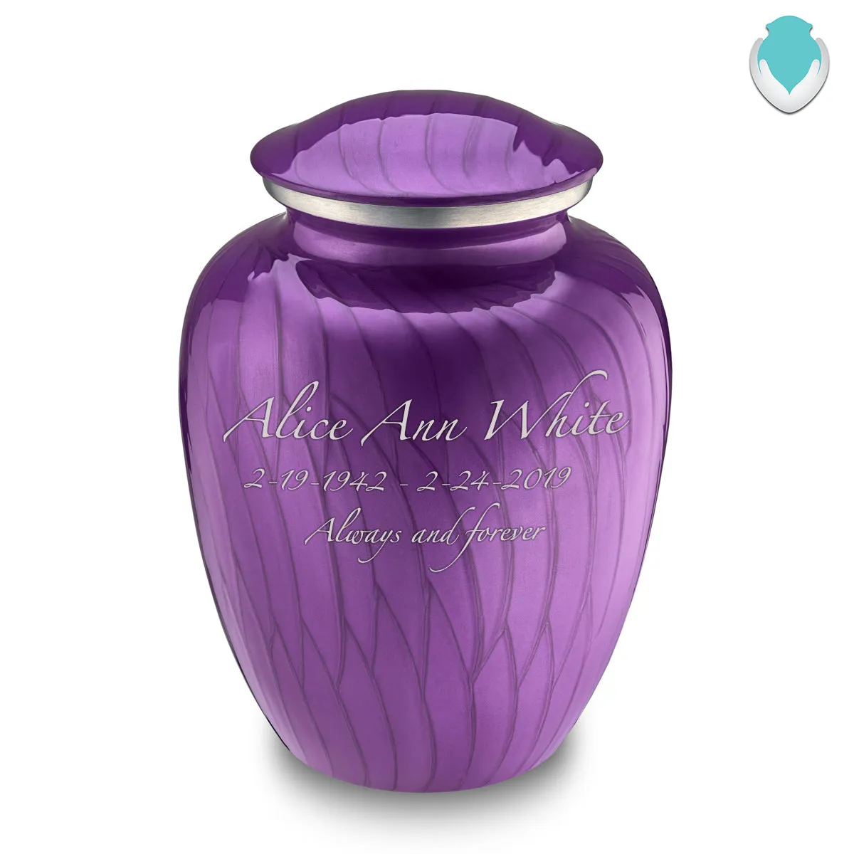 Adult Embrace Pearl Purple Custom Engraved Cremation Urn