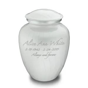 Adult Embrace Pearl White Custom Engraved Cremation Urn
