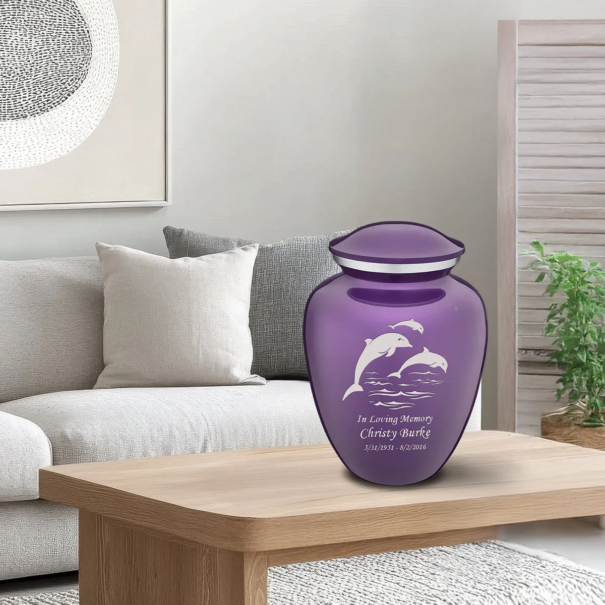 Adult Embrace Purple Dolphins Cremation Urn