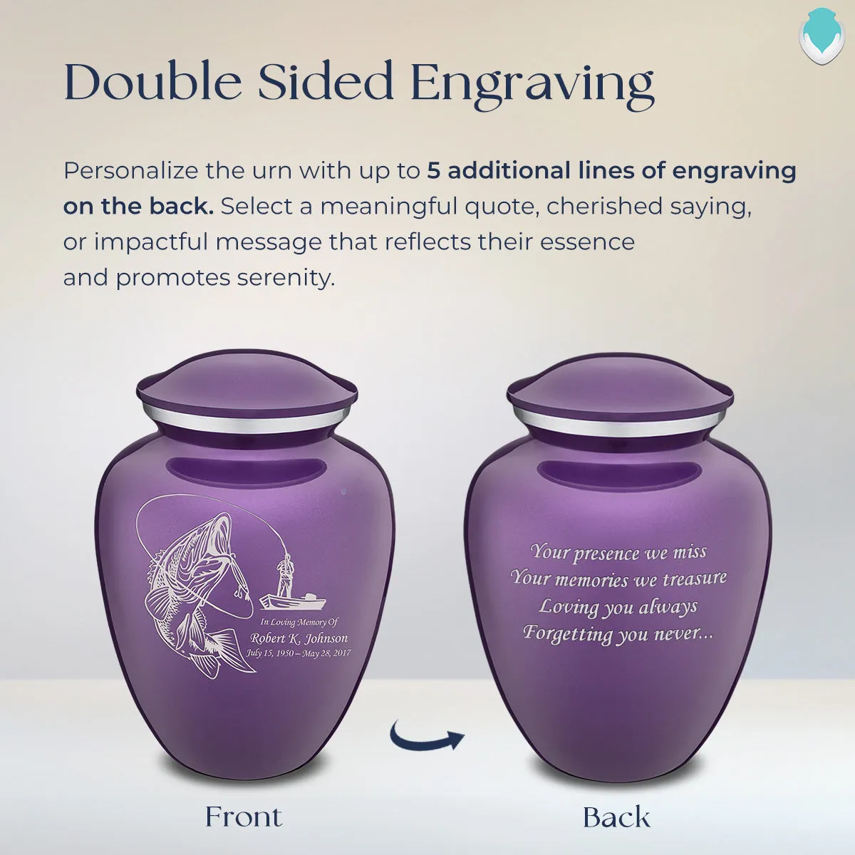 Adult Embrace Purple Fishing Cremation Urn