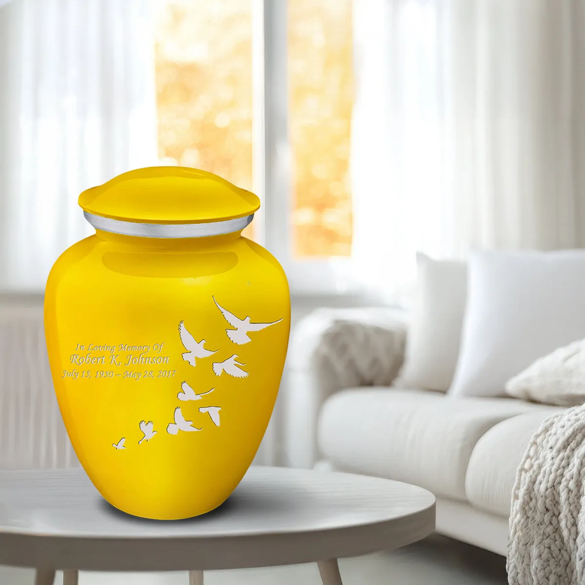 Adult Embrace Yellow Doves Cremation Urn