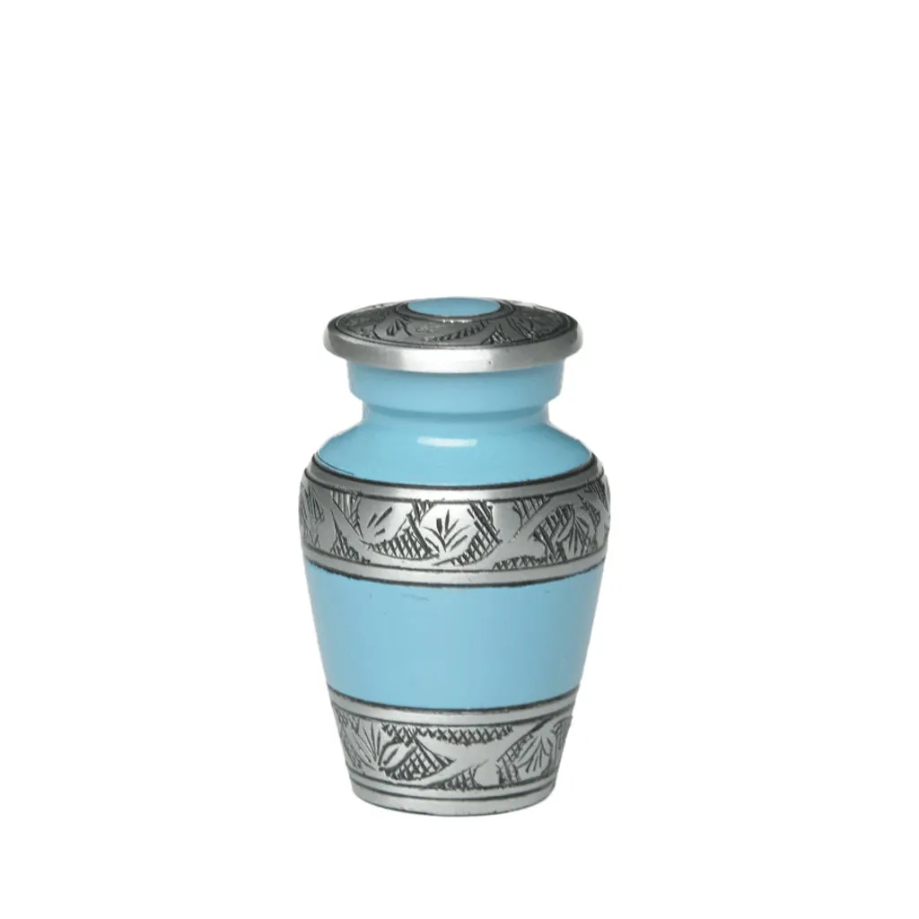 Antique Teal Blue Metal Cremation Urn