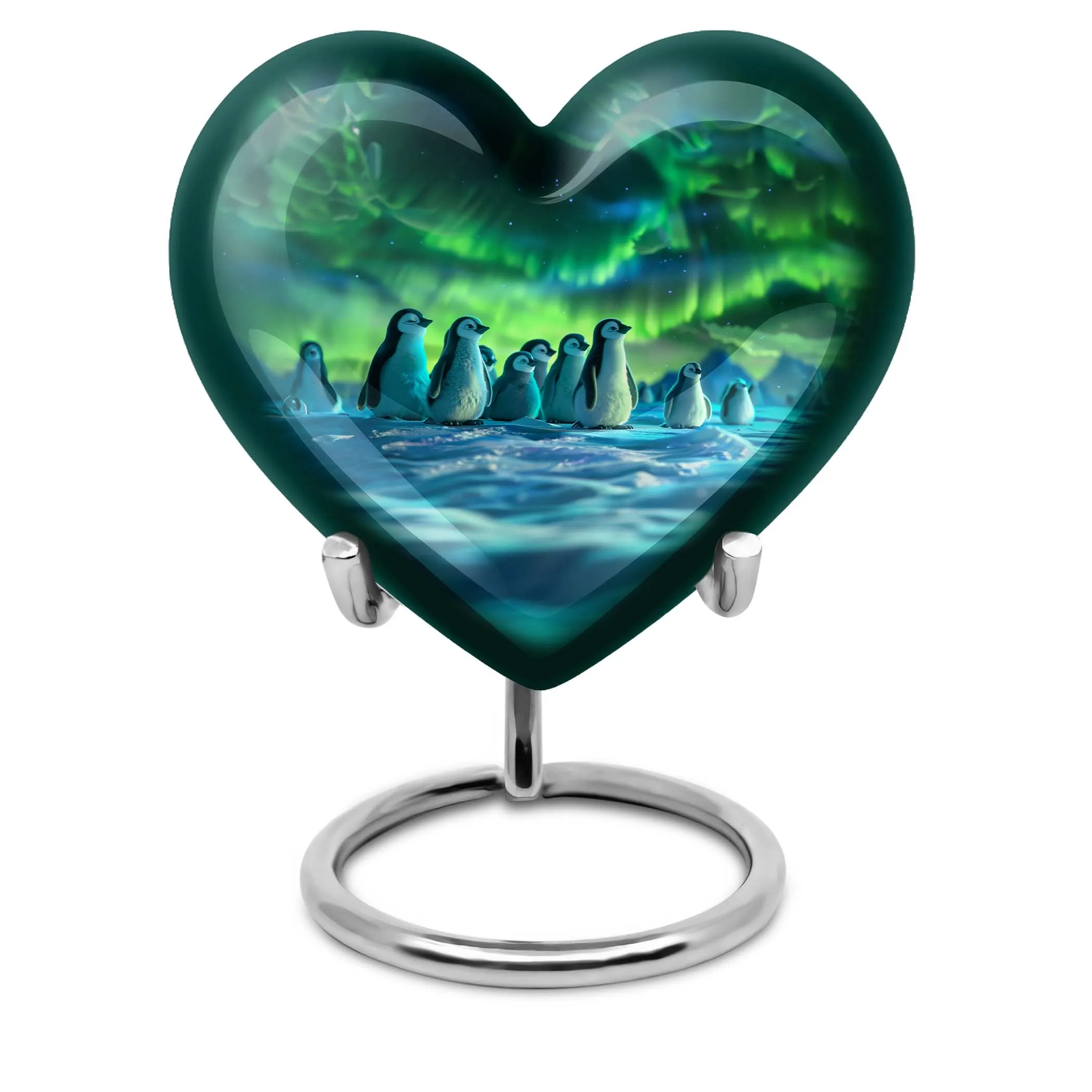 Artistic Penguin Urn: Heart-Shaped Burial Medium Size Urns