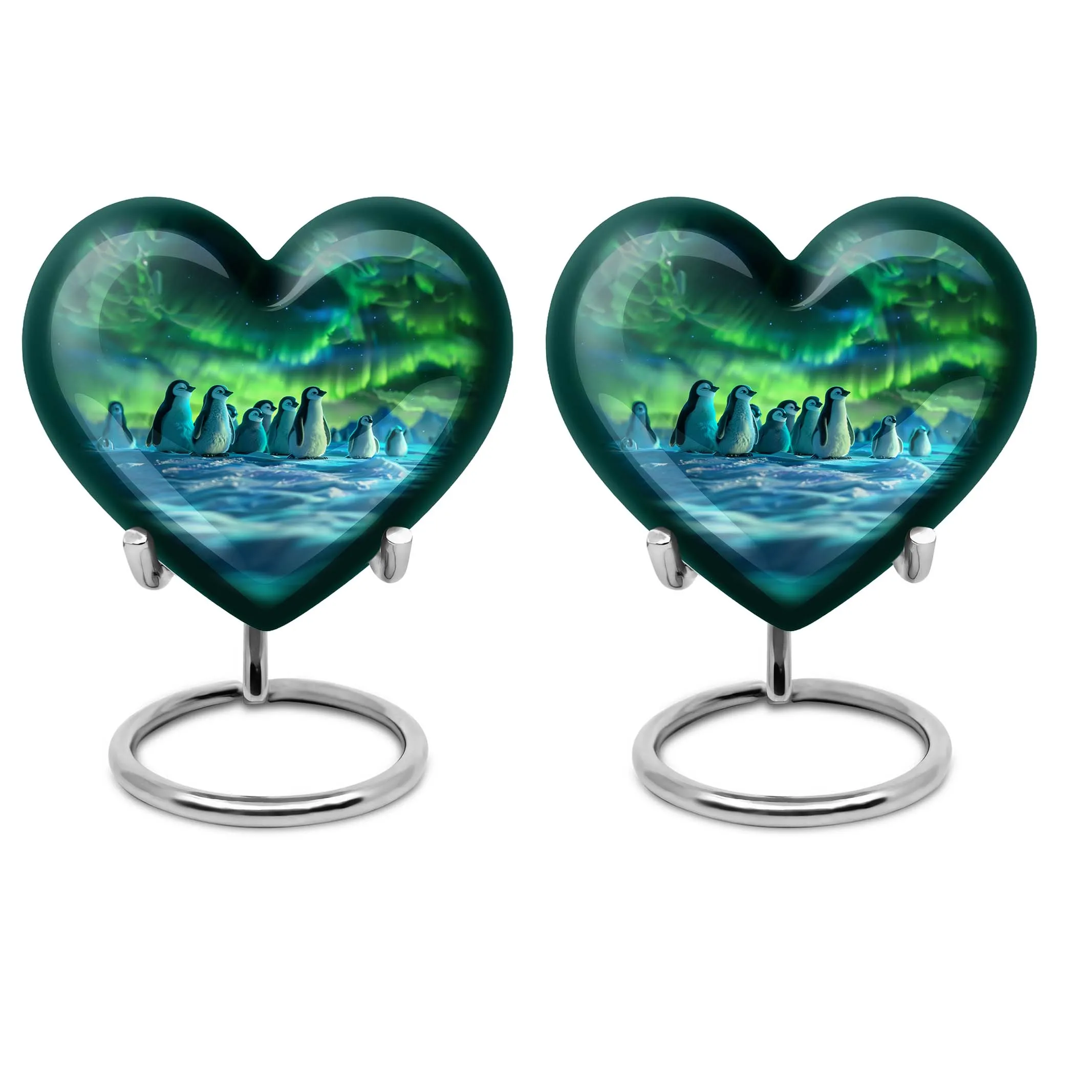 Artistic Penguin Urn: Heart-Shaped Burial Medium Size Urns