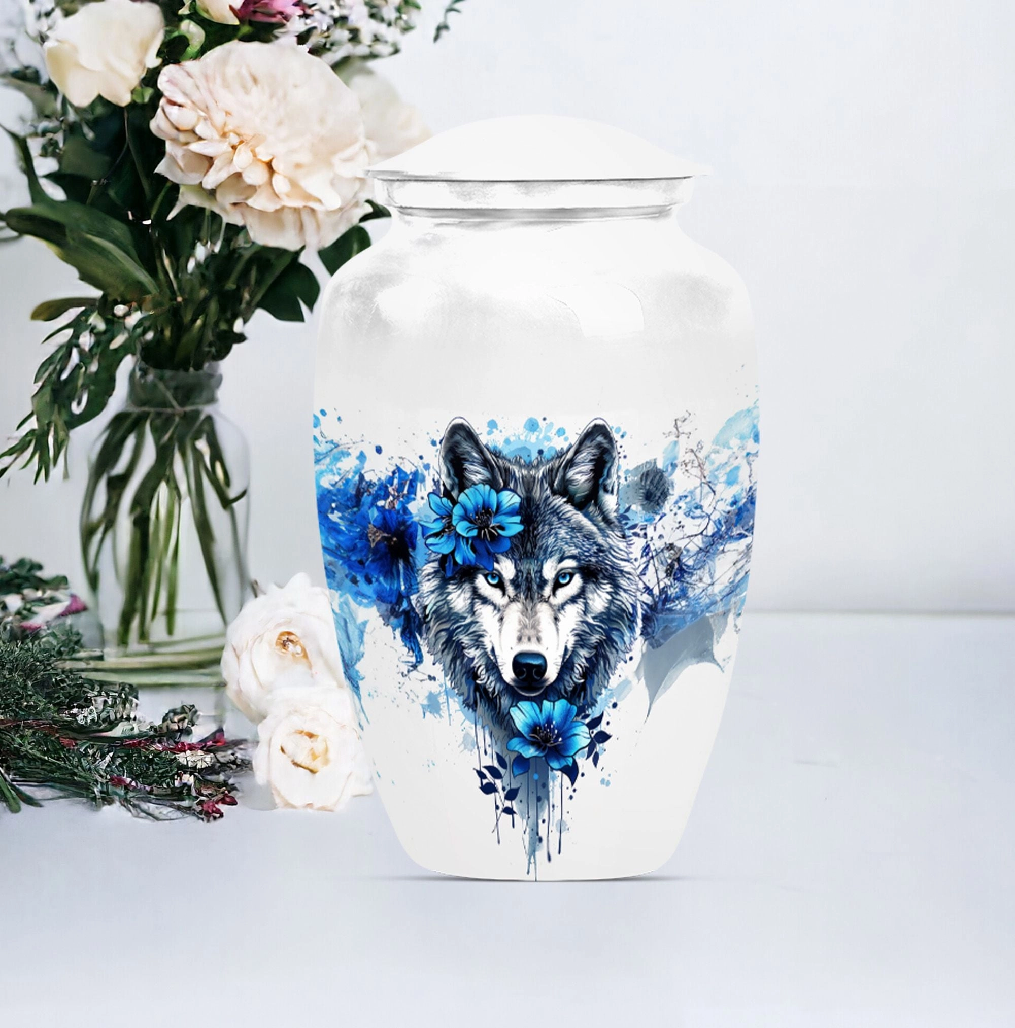 Aurora: Wolf-theme Large Cremation Urn for Cherished Ashes