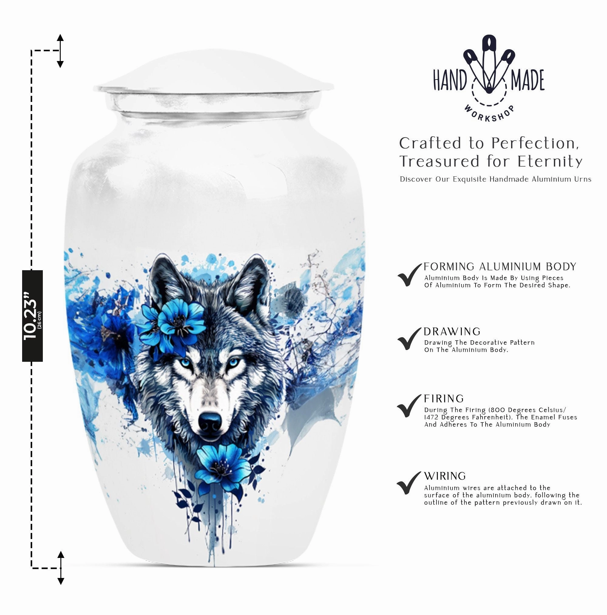 Aurora: Wolf-theme Large Cremation Urn for Cherished Ashes