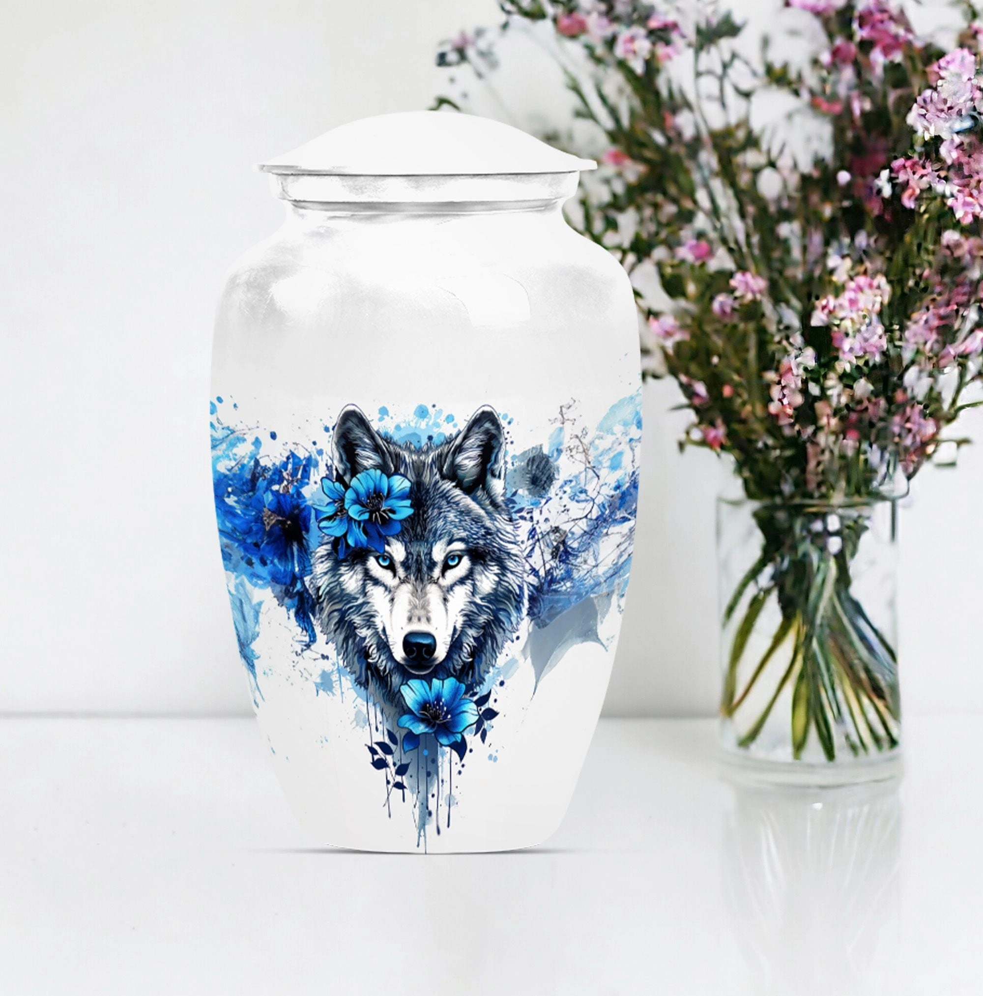 Aurora: Wolf-theme Large Cremation Urn for Cherished Ashes