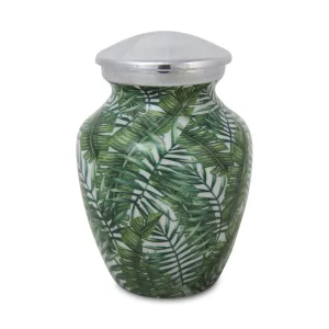 Bamboo Leaves Enamel Finished Cremation Urn In Small