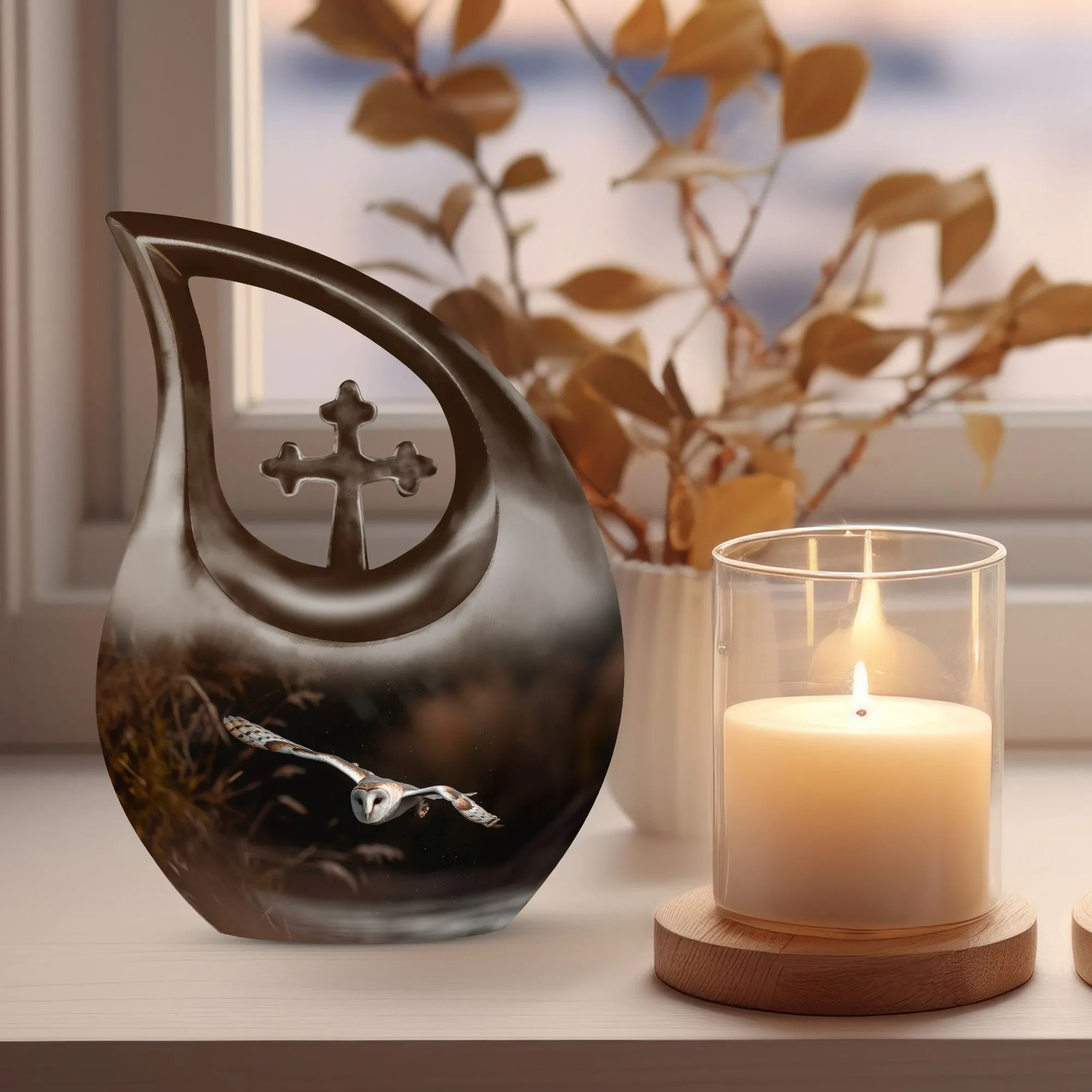 Barn Owl Urn- Memorial Cremation Urn For Ashes