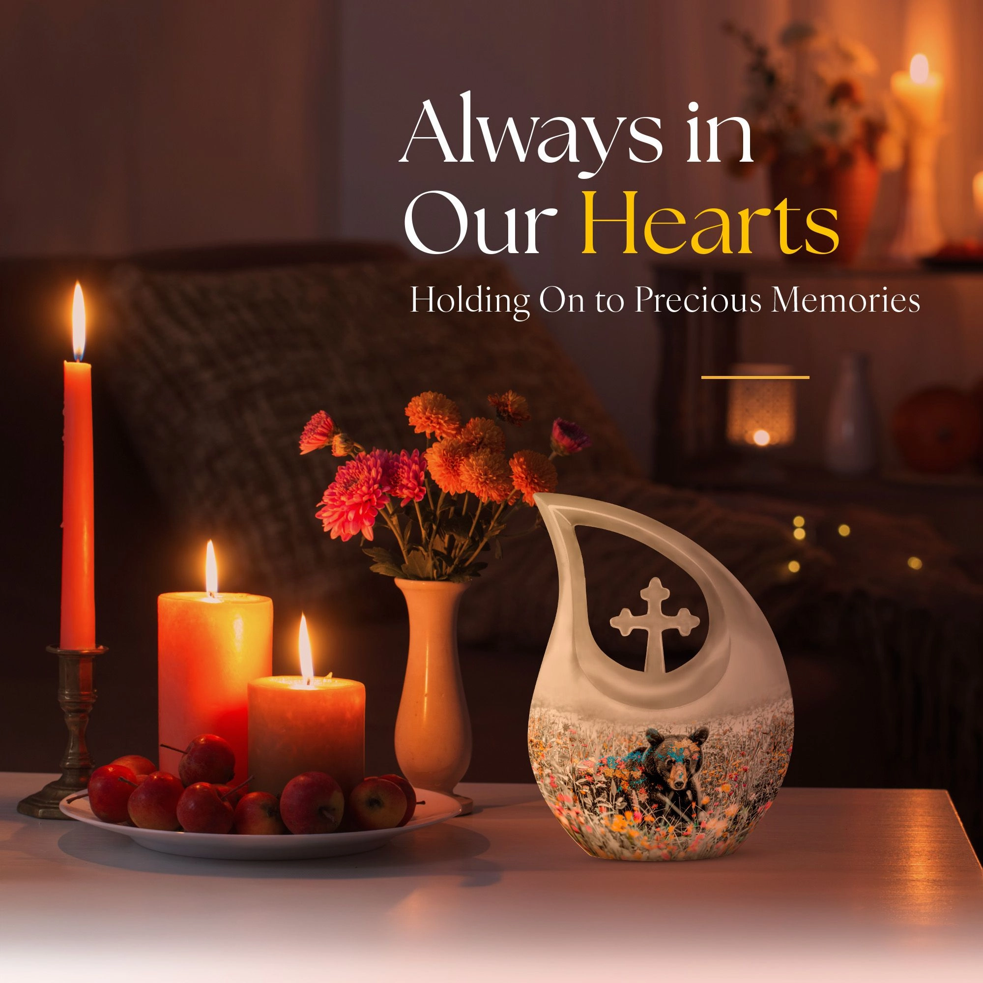 Bear Themed Pink Memorial Keepsake Urn by Personalized Touch