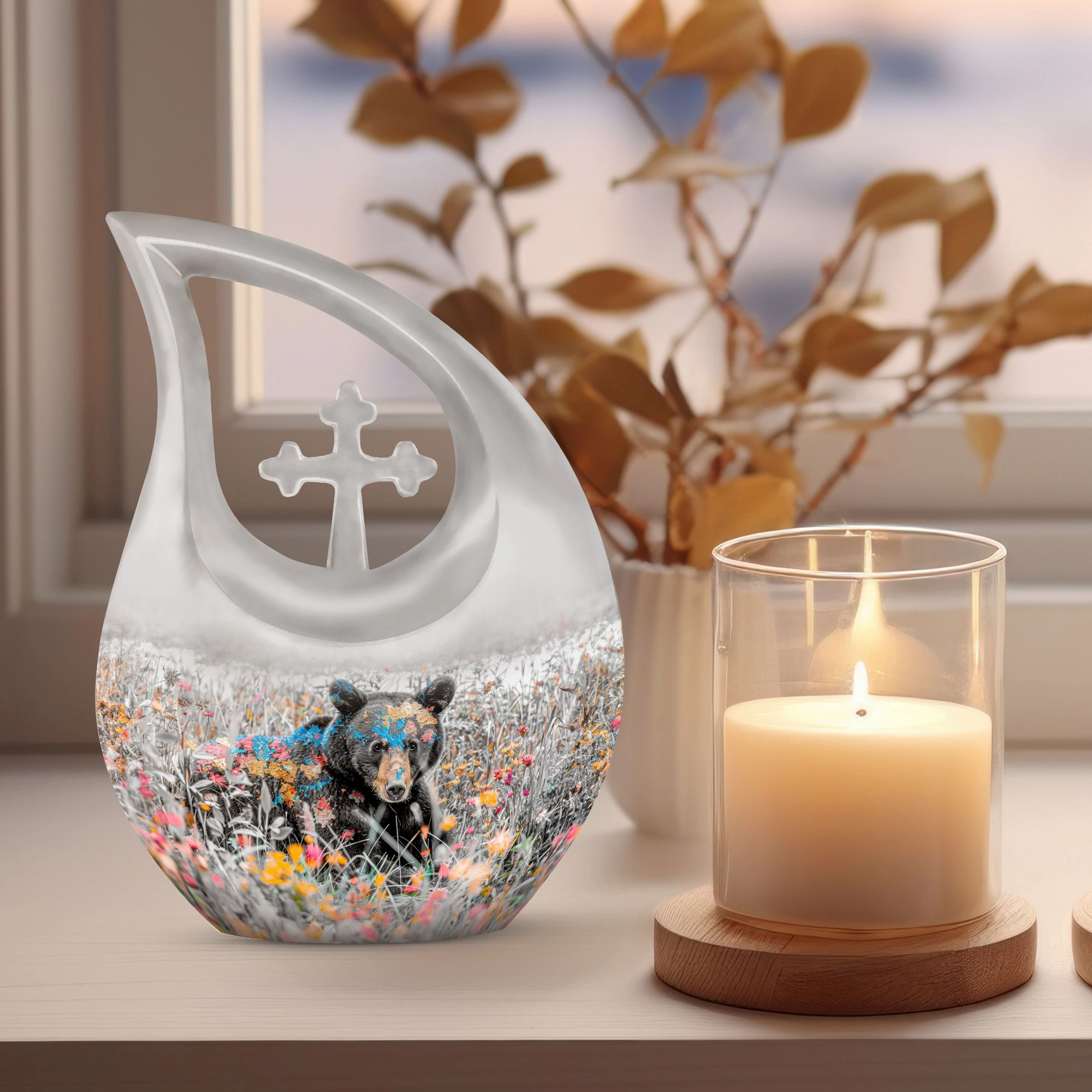 Bear Themed Pink Memorial Keepsake Urn by Personalized Touch