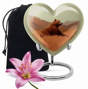 Bear Tranquility Large Aluminum Cremation Urn for Last Tribute