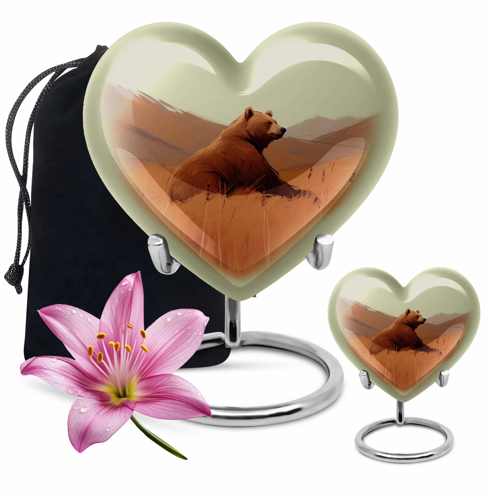 Bear Tranquility Large Aluminum Cremation Urn for Last Tribute