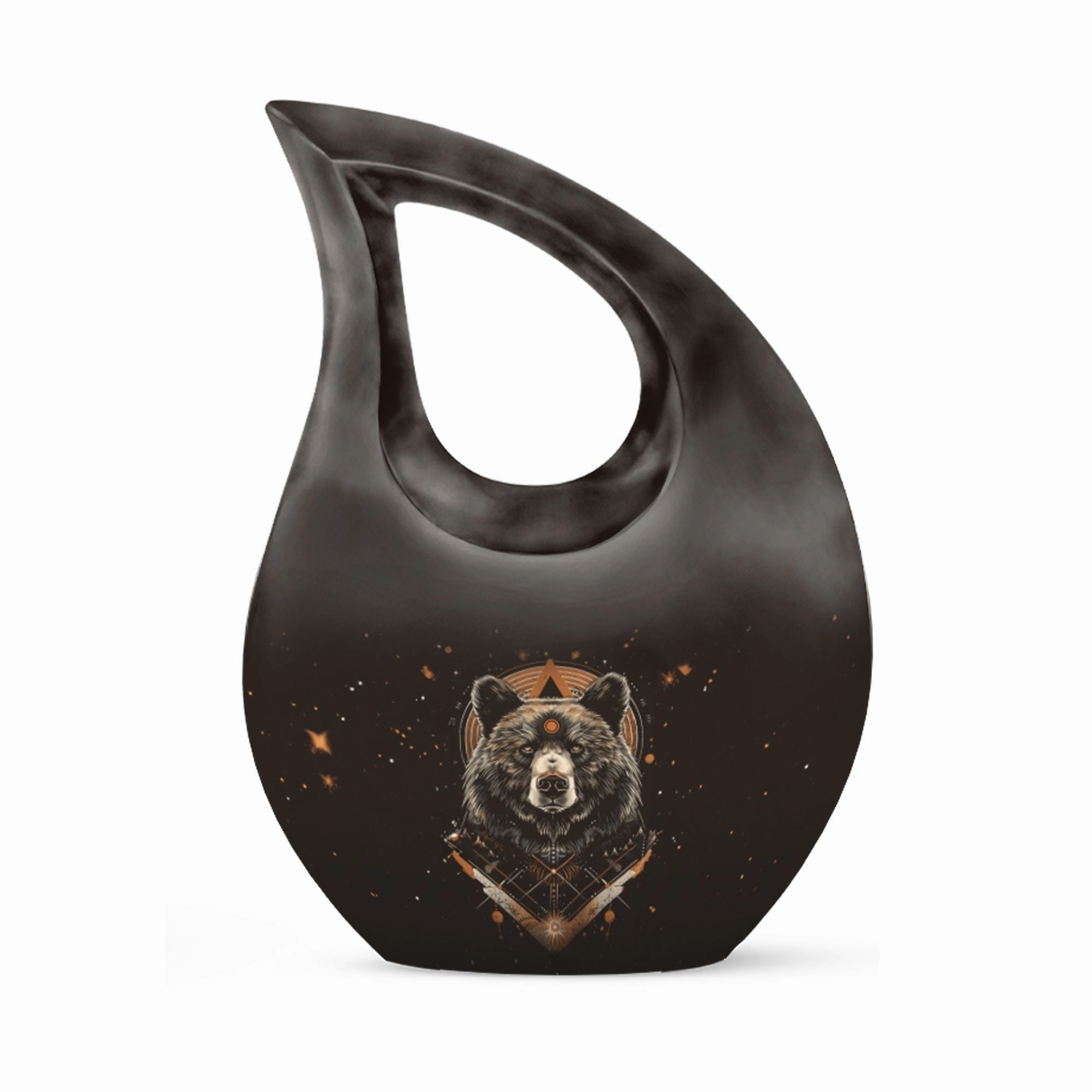 Bear Tribute: Cross Drop Design Hand-Crafted Metal Urn for Ashes