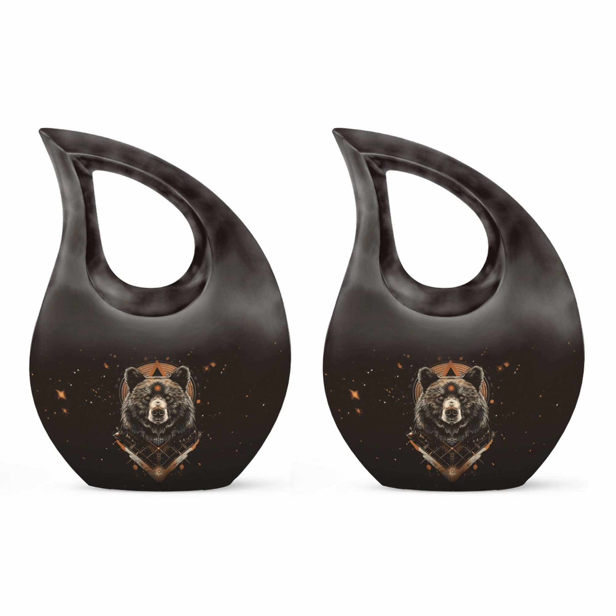 Bear Tribute: Cross Drop Design Hand-Crafted Metal Urn for Ashes