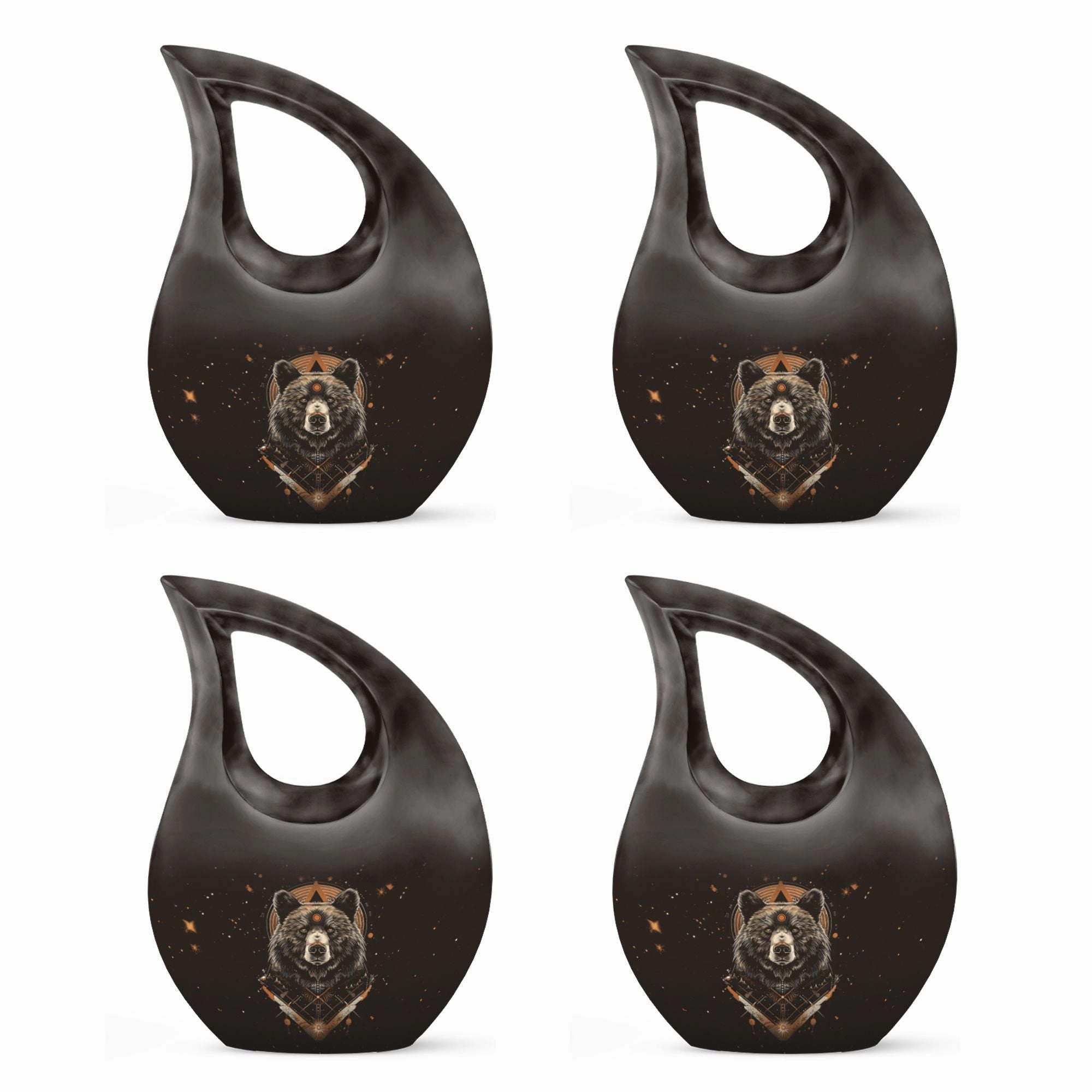 Bear Tribute: Cross Drop Design Hand-Crafted Metal Urn for Ashes