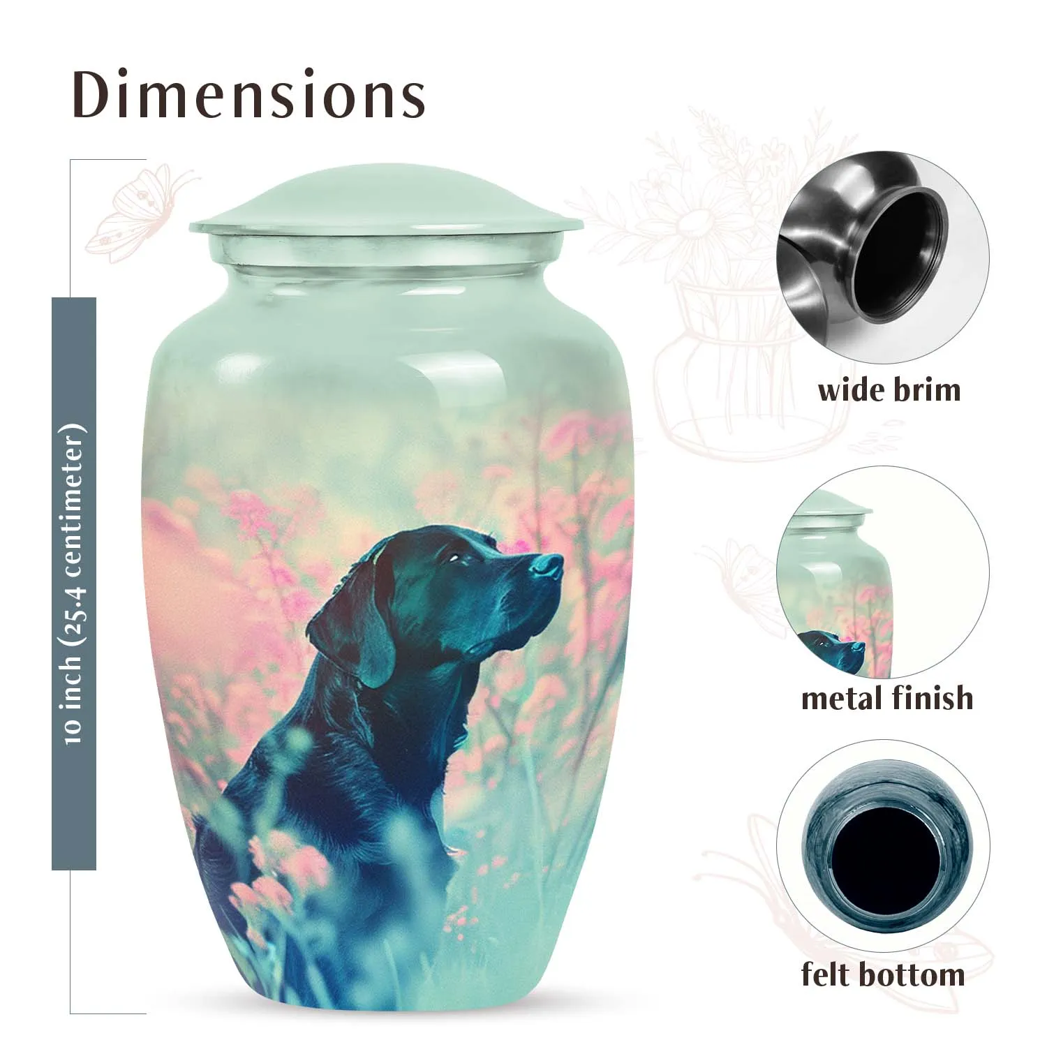 Beautiful Black Labrador Memorial Urn Pet Cremation Keepsake