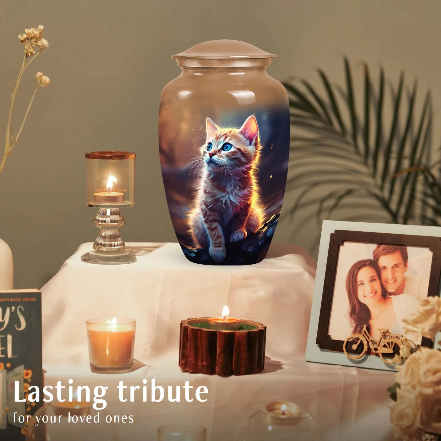 Beautiful Ginger Cat Memorial Urn Keepsake for Pet Ashes