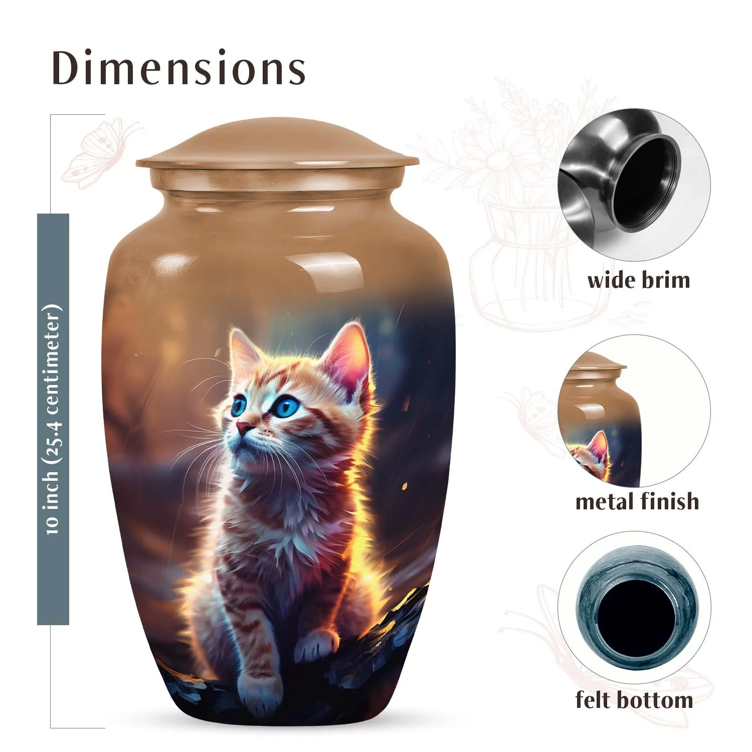 Beautiful Ginger Cat Memorial Urn Keepsake for Pet Ashes