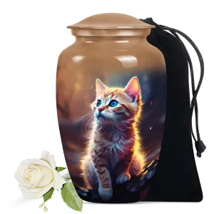 Beautiful Ginger Cat Memorial Urn Keepsake for Pet Ashes